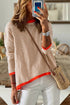 Contrast Trimmed Striped Drop Shoulder Sweater